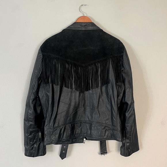 ASOS Men’s Leather Fringe Motorcycle Jacket - Medium - Picture 2 of 3